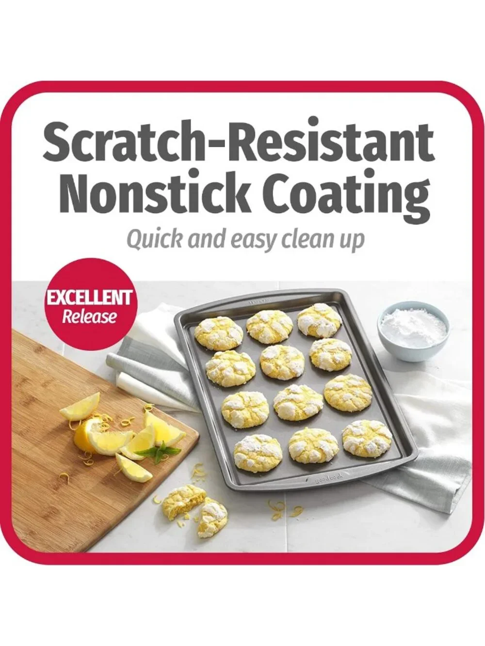 Nonstick Baking Sheet Set - 3 Standard Cookie Pans, Scratch-Resistant, 13x9-Inch